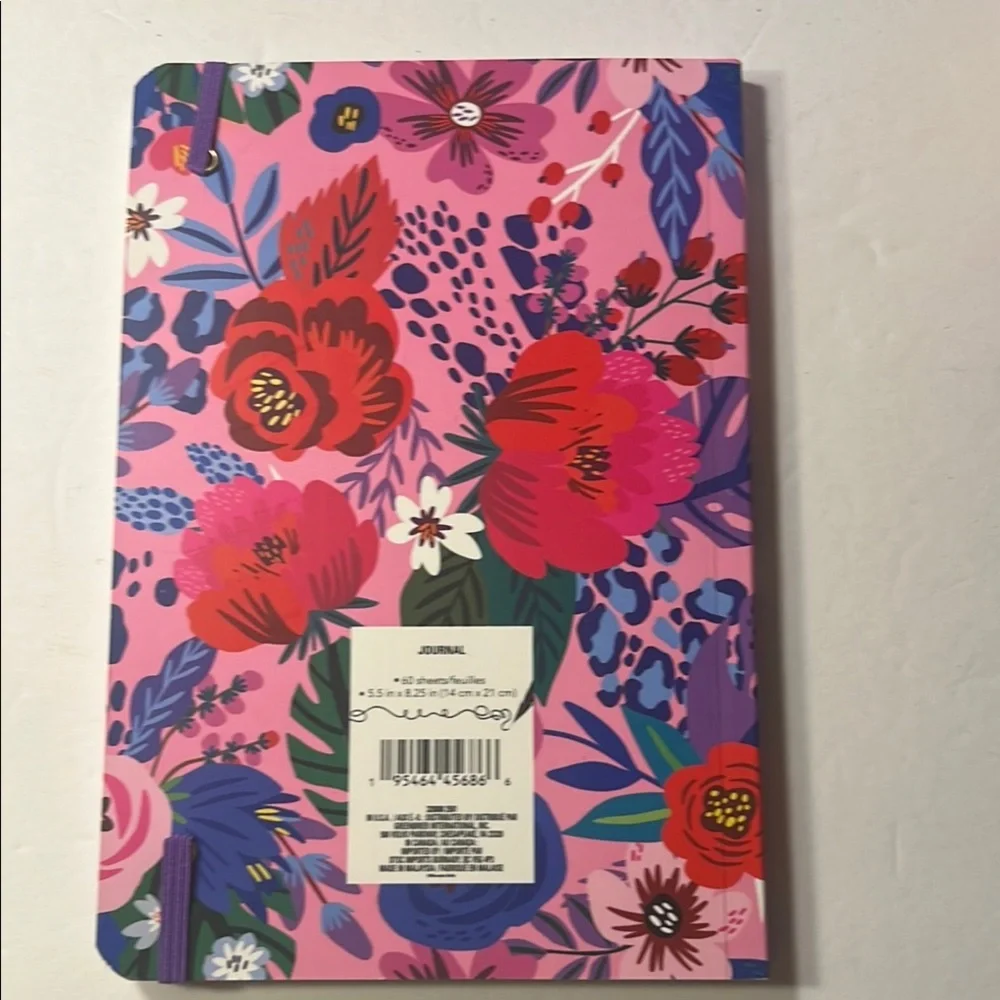 NWT 🌺 Floral Pink Notebook with Elastic Band Journal Girly 🌺 - Picture 8 of 16